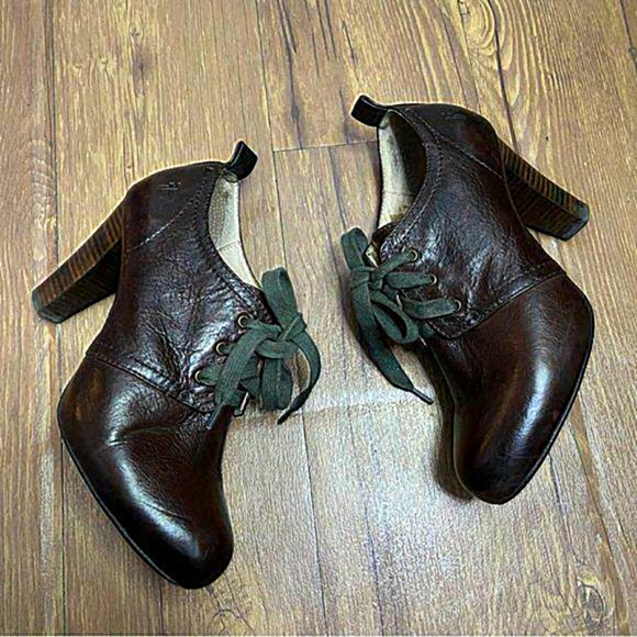 Frye Miranda Lace Heels Booties in‎ Brown Women Size 7.5M - Picture 1 of 9